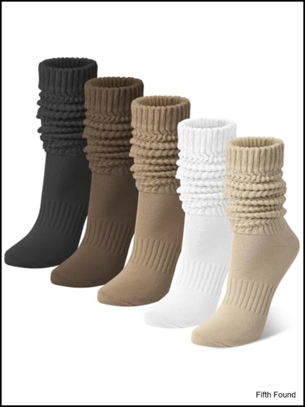 Slouchy Cotton Knee High Socks for Women Arch Support 5 Pairs